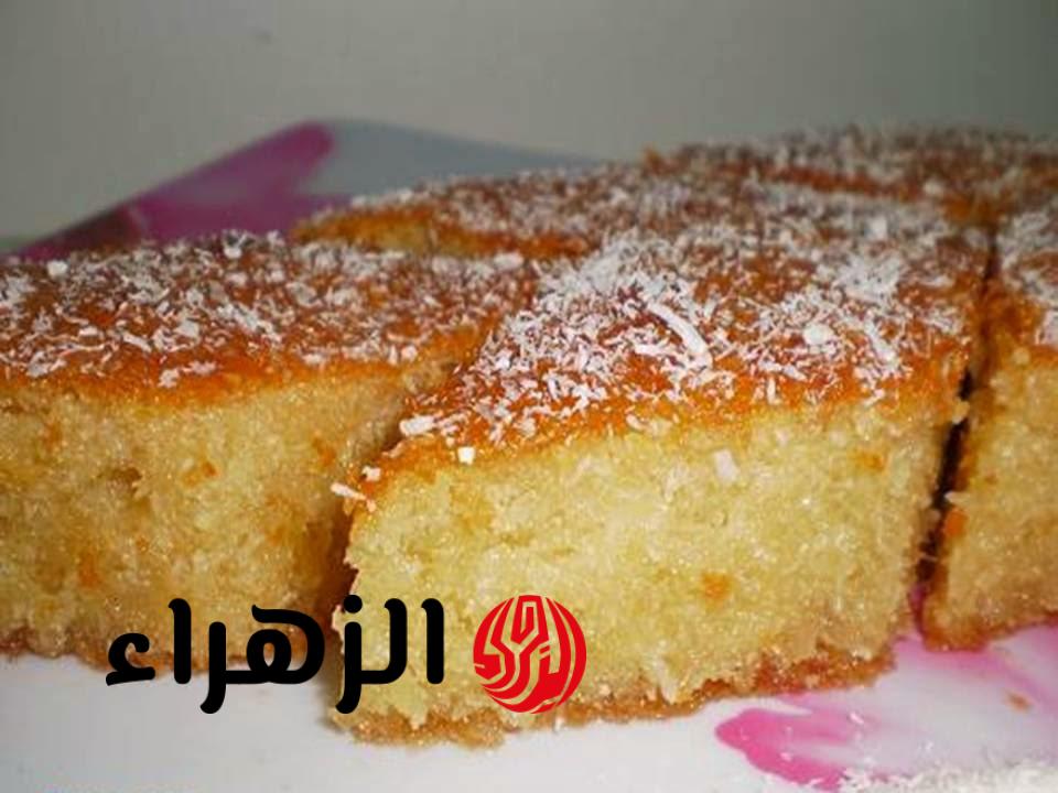 طريقة تحضير كيكة البسبوسة بكل سهولة بمكونات سهلة وغير المكلفة في المنزل