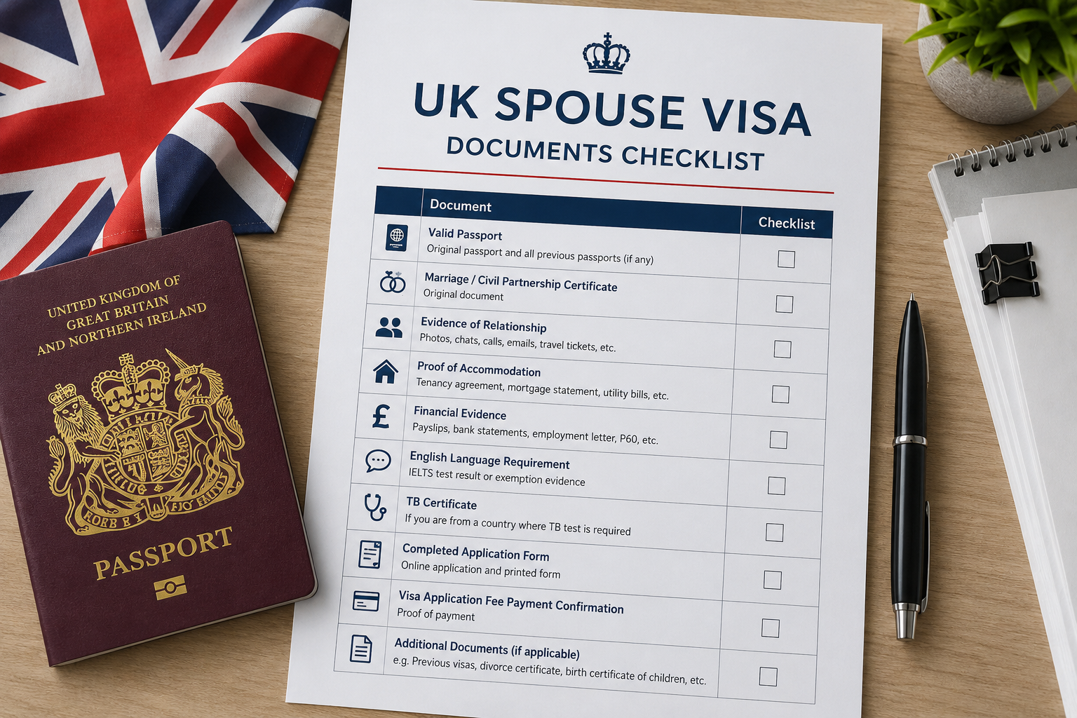 uk spouse visa documents checklist